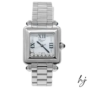 Chopard Lady's Happy Sport Stainless Steel 27mm White Roman Dial Watch w/ Floating Diamonds Reference #: 27/8349-23