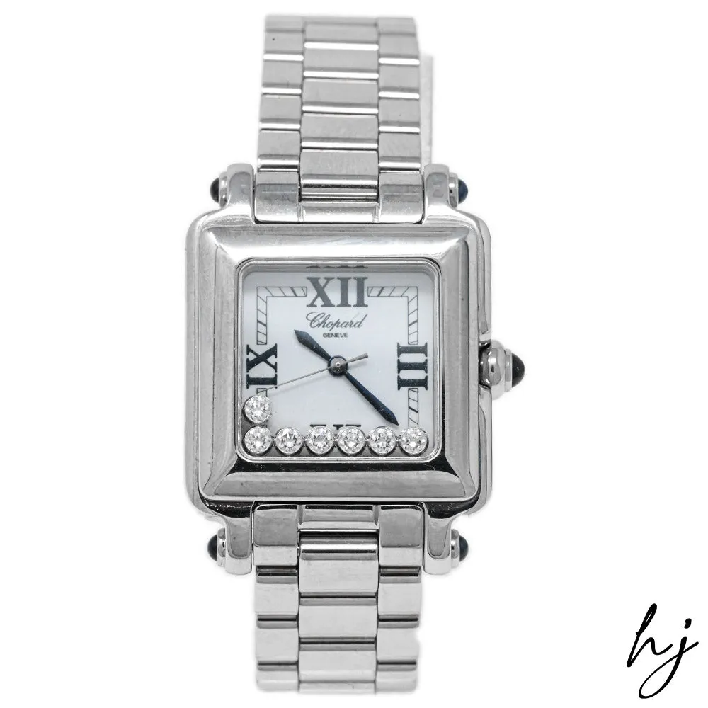 Chopard Lady's Happy Sport Stainless Steel 27mm White Roman Dial Watch w/ Floating Diamonds Reference #: 27/8349-23
