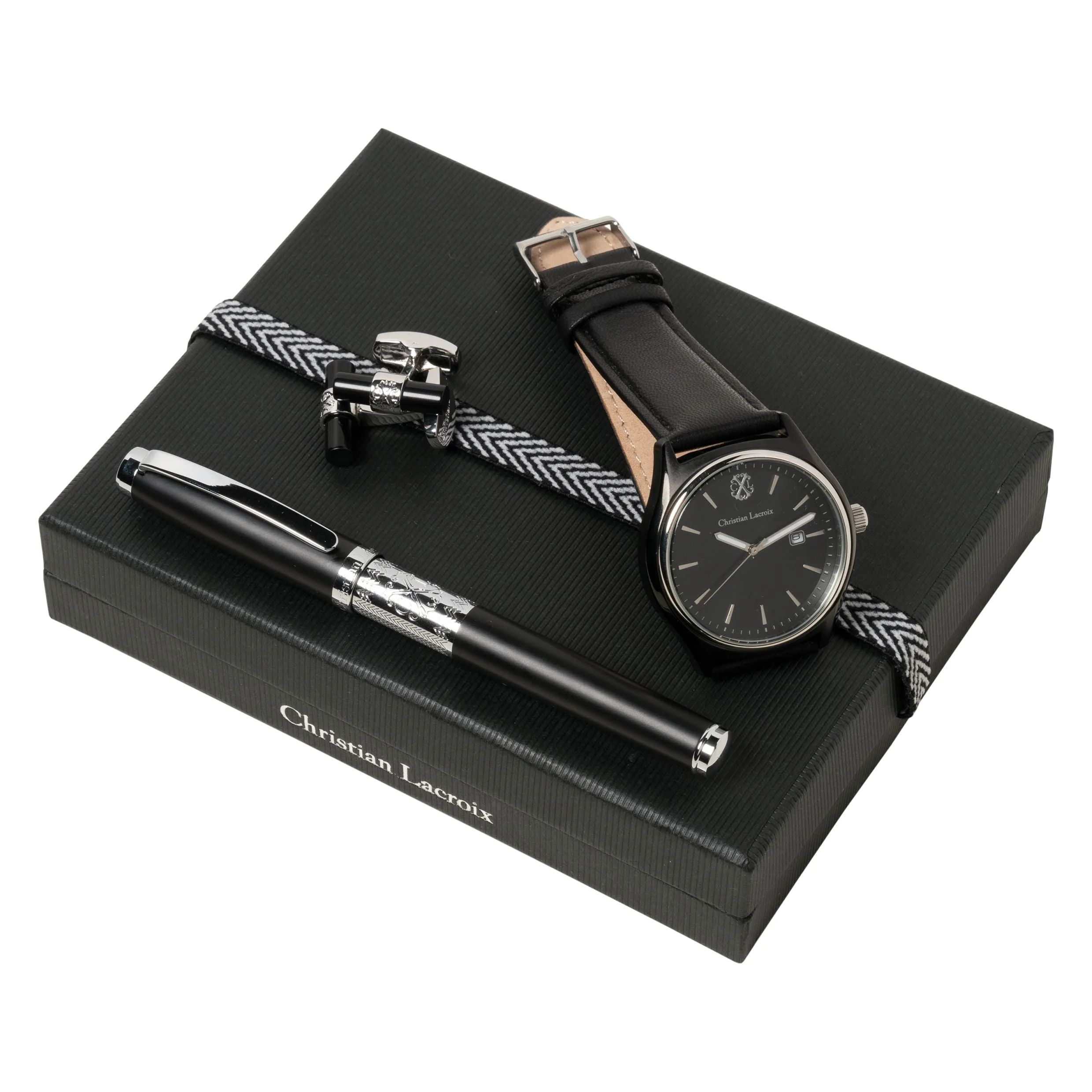 Christian Lacroix LPDMR925A-Set More Black (rollerball pen, watch & cufflinks)
