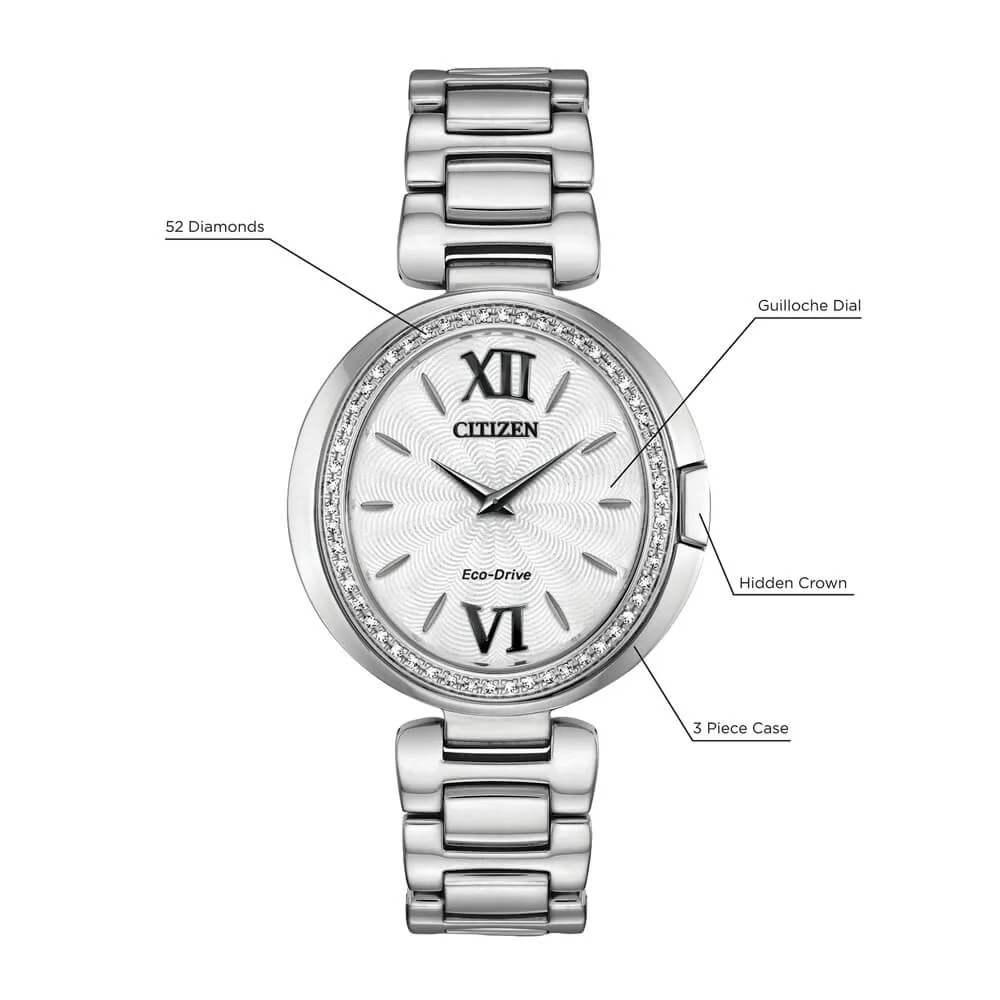 Citizen Capella Silver Dial Stainless Steel Diamond Women's Watch EX1500-52A