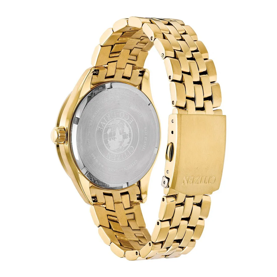 Citizen Corso Mens Eco Drive Gold Tone Diamonds and Black Dial Watch