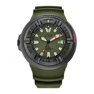 Citizen Promaster Dive Mens Eco Drive Black Tone Green Rubber Strap Watch