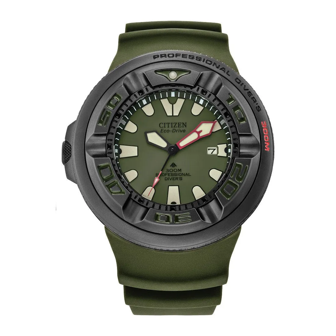 Citizen Promaster Dive Mens Eco Drive Black Tone Green Rubber Strap Watch