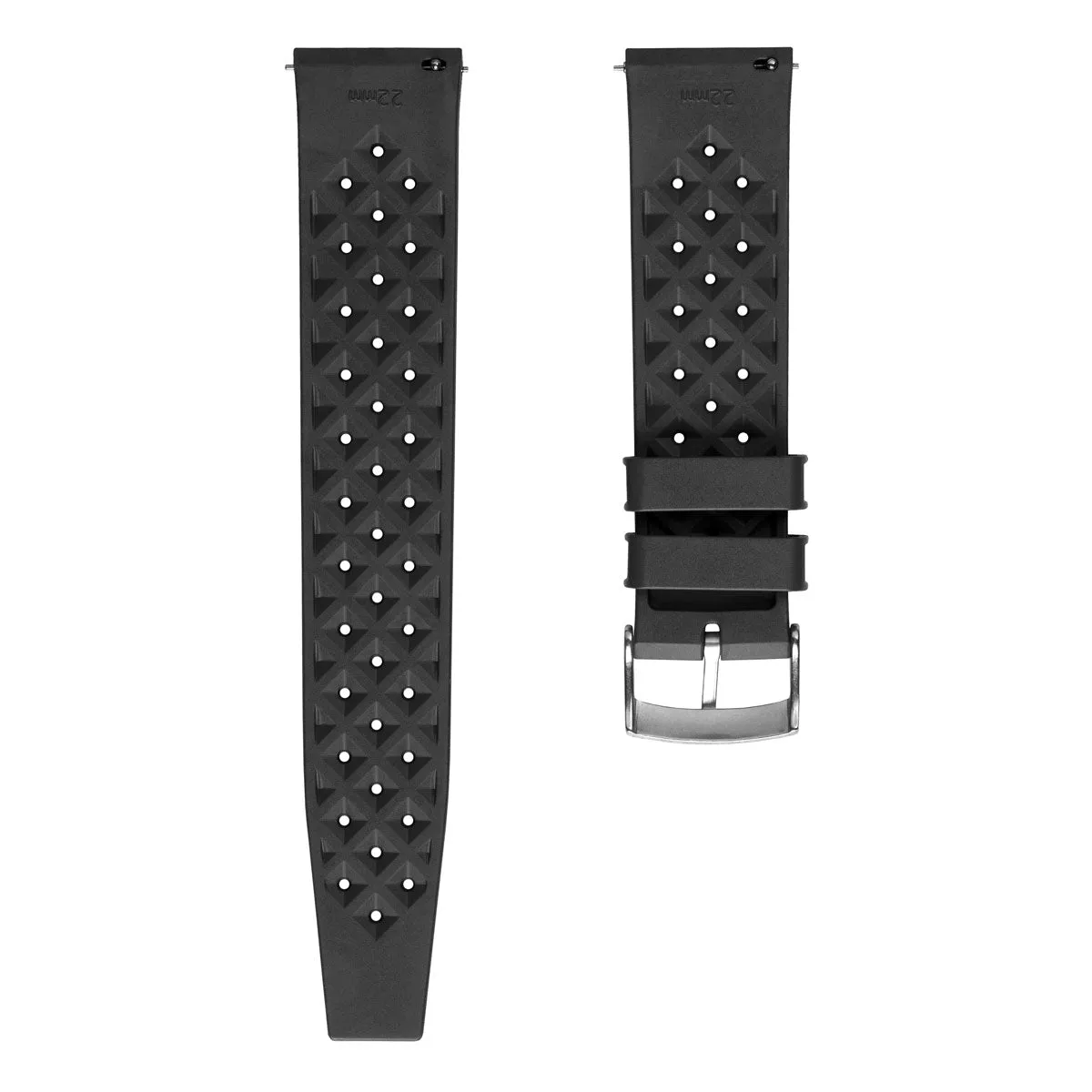 Classic Tropical Style Rubber Watch Strap - Black