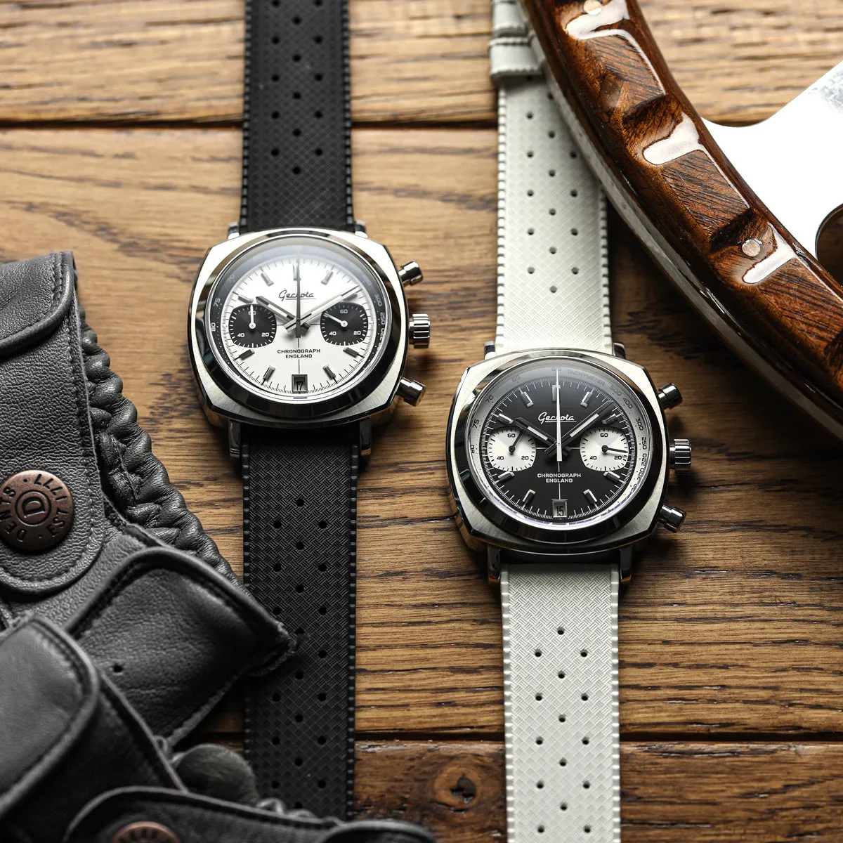 Classic Tropical Style Rubber Watch Strap - Black