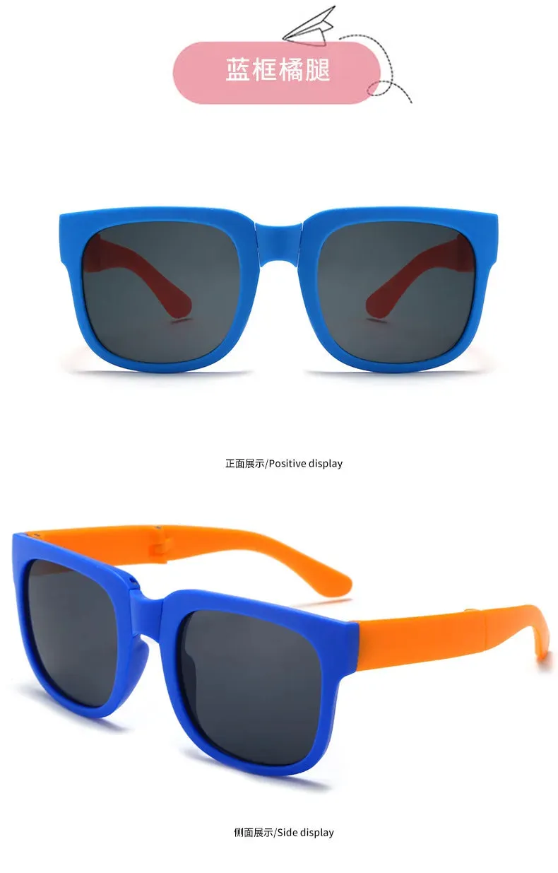 Colorful Folding Sunglasses Outdoor Kids Sunglasses Boys Girls Brand Design Square Glasses Children Eyewear Protection Uv400