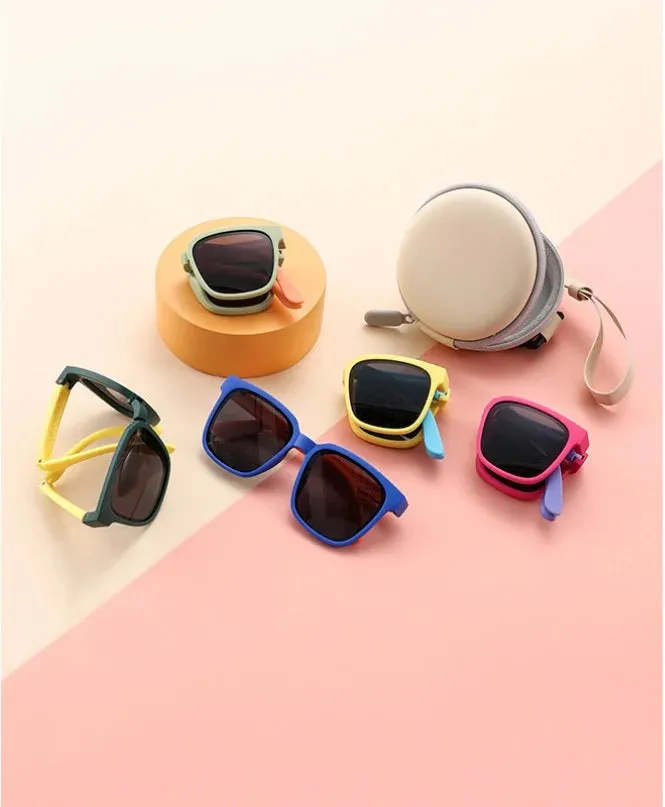 Colorful Folding Sunglasses Outdoor Kids Sunglasses Boys Girls Brand Design Square Glasses Children Eyewear Protection Uv400
