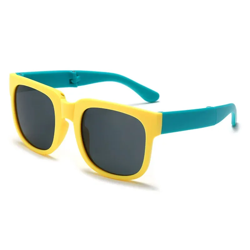 Colorful Folding Sunglasses Outdoor Kids Sunglasses Boys Girls Brand Design Square Glasses Children Eyewear Protection Uv400