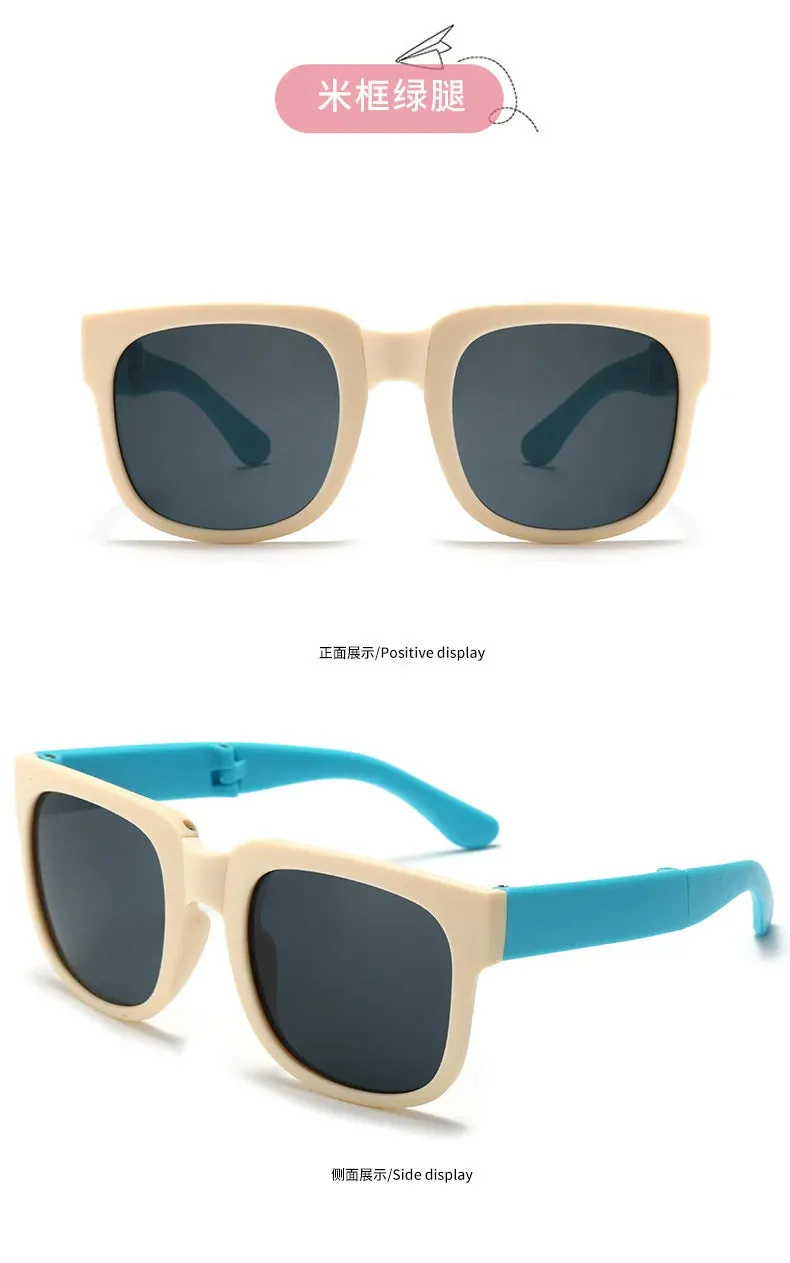 Colorful Folding Sunglasses Outdoor Kids Sunglasses Boys Girls Brand Design Square Glasses Children Eyewear Protection Uv400