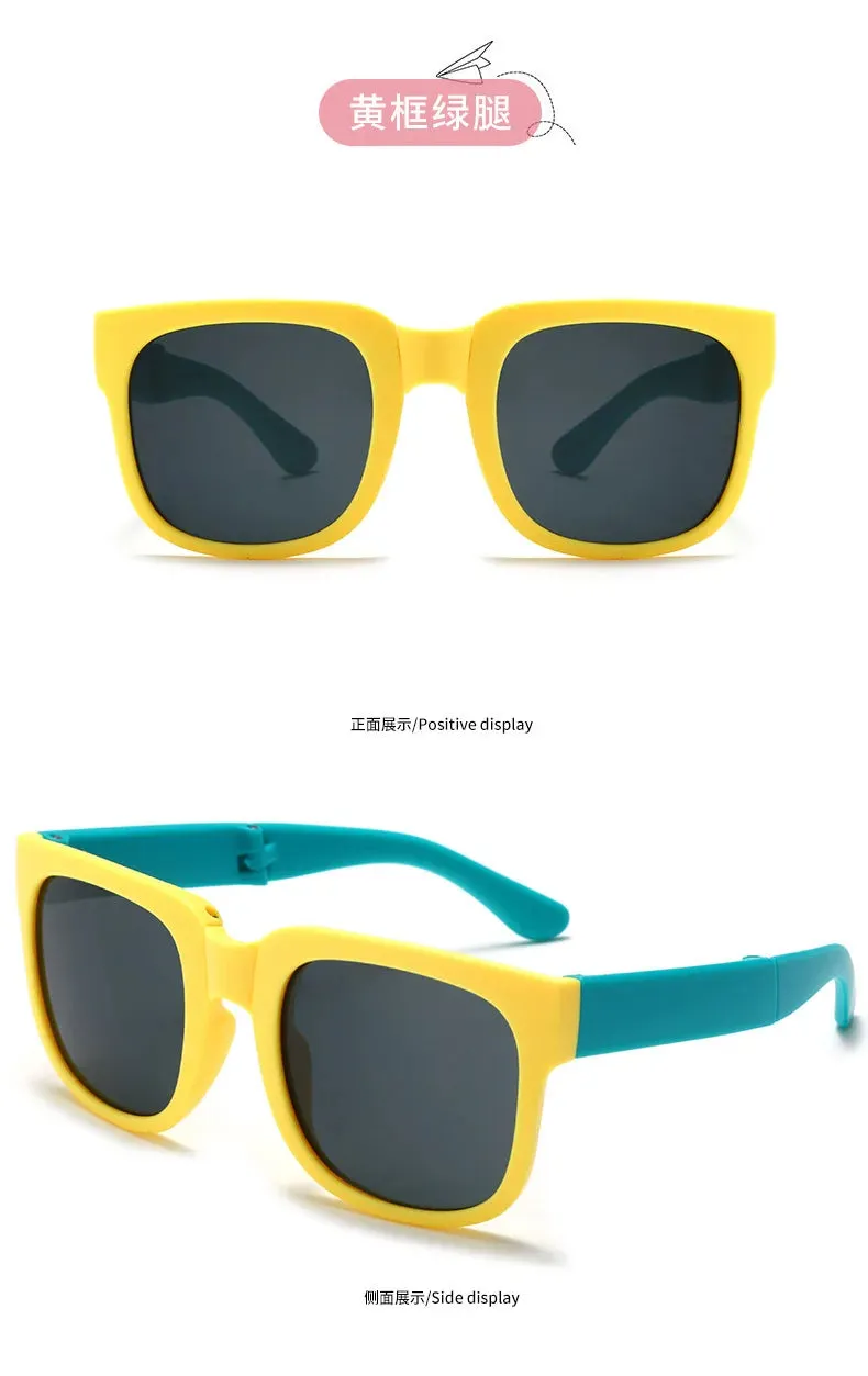 Colorful Folding Sunglasses Outdoor Kids Sunglasses Boys Girls Brand Design Square Glasses Children Eyewear Protection Uv400