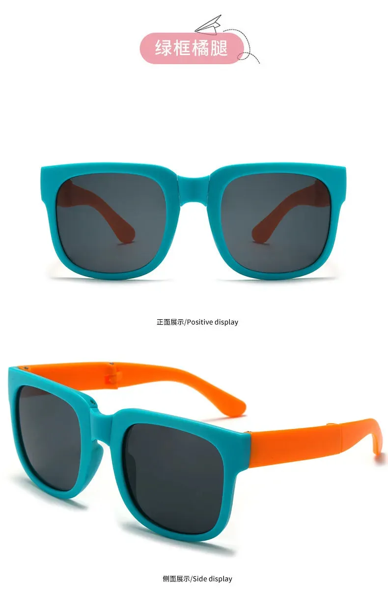 Colorful Folding Sunglasses Outdoor Kids Sunglasses Boys Girls Brand Design Square Glasses Children Eyewear Protection Uv400