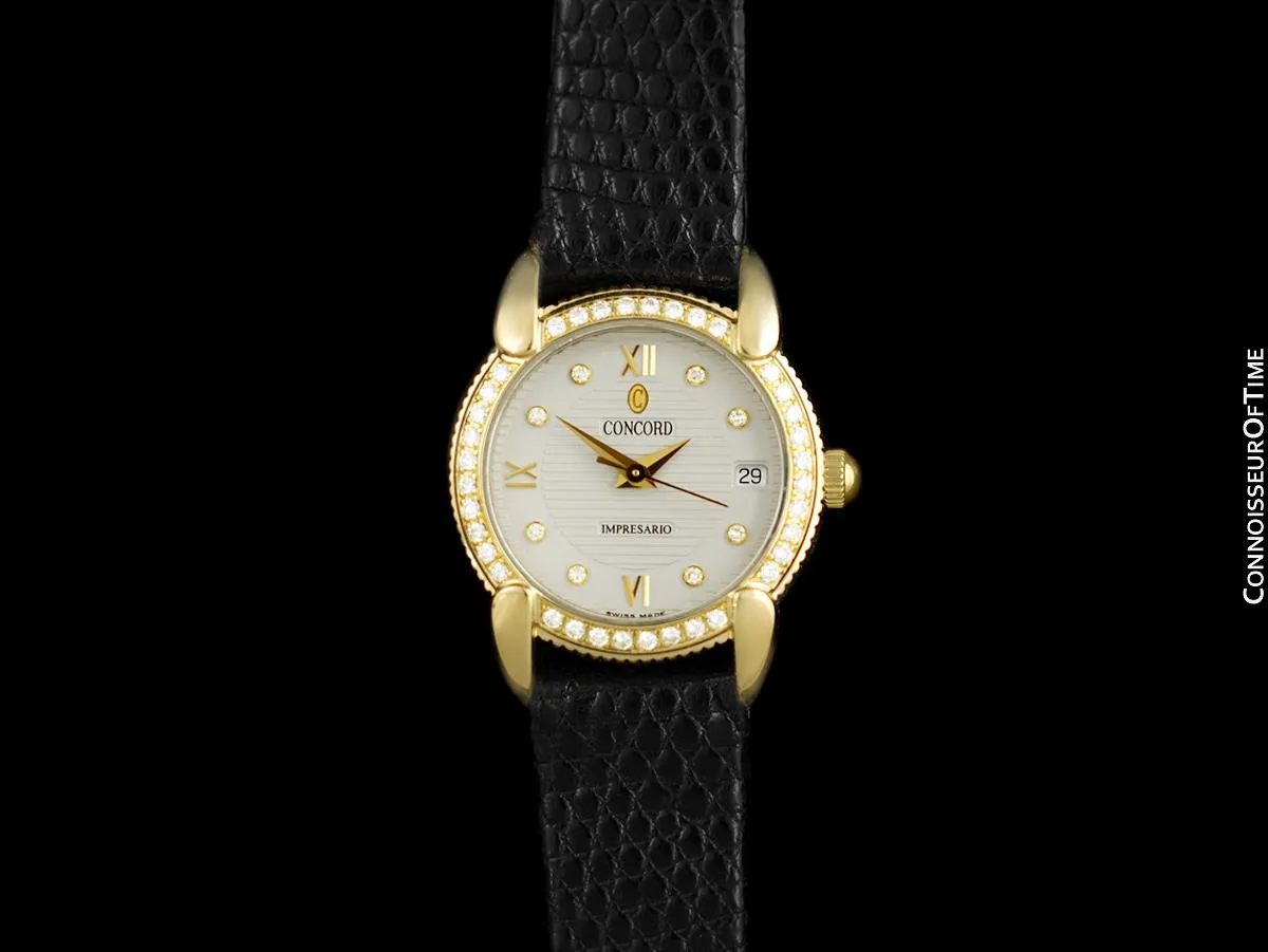 Concord Impresario Ladies Luxury Watch - 18K Gold & Original Factory Diamonds