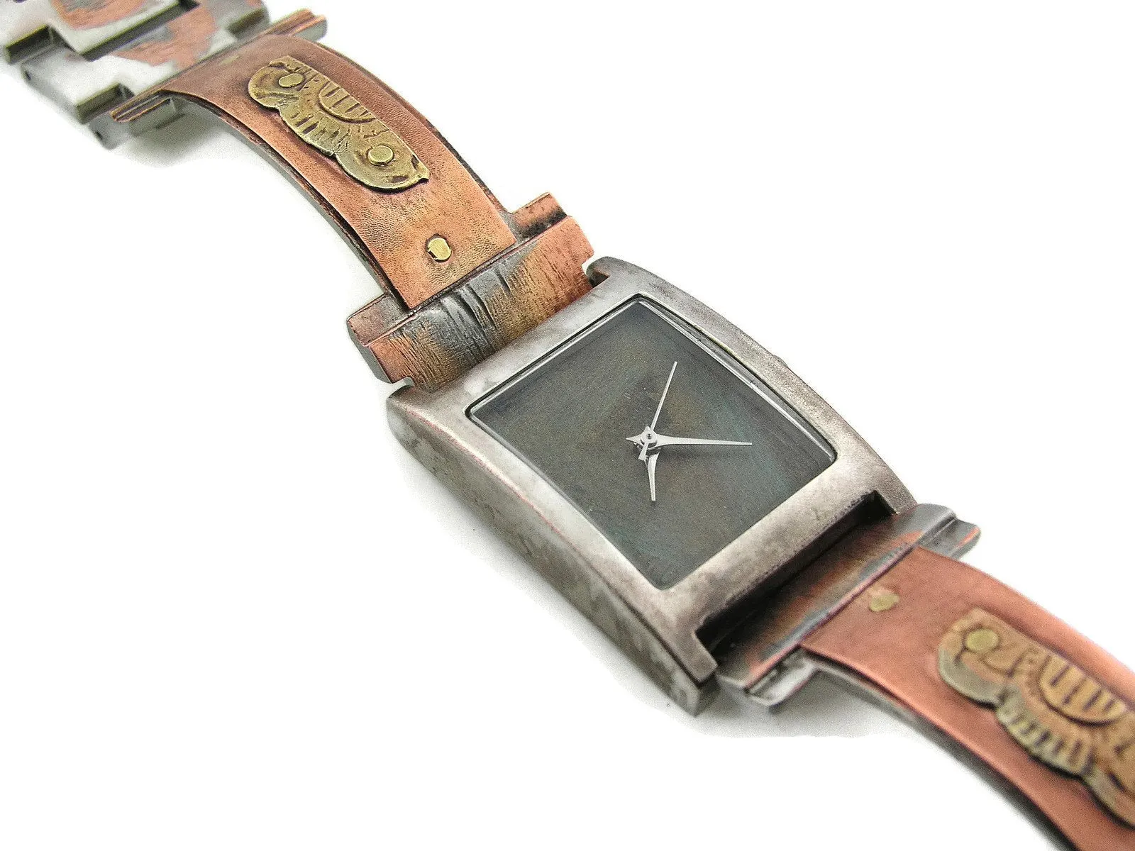 Copper & Brass Watch, bluer Dial