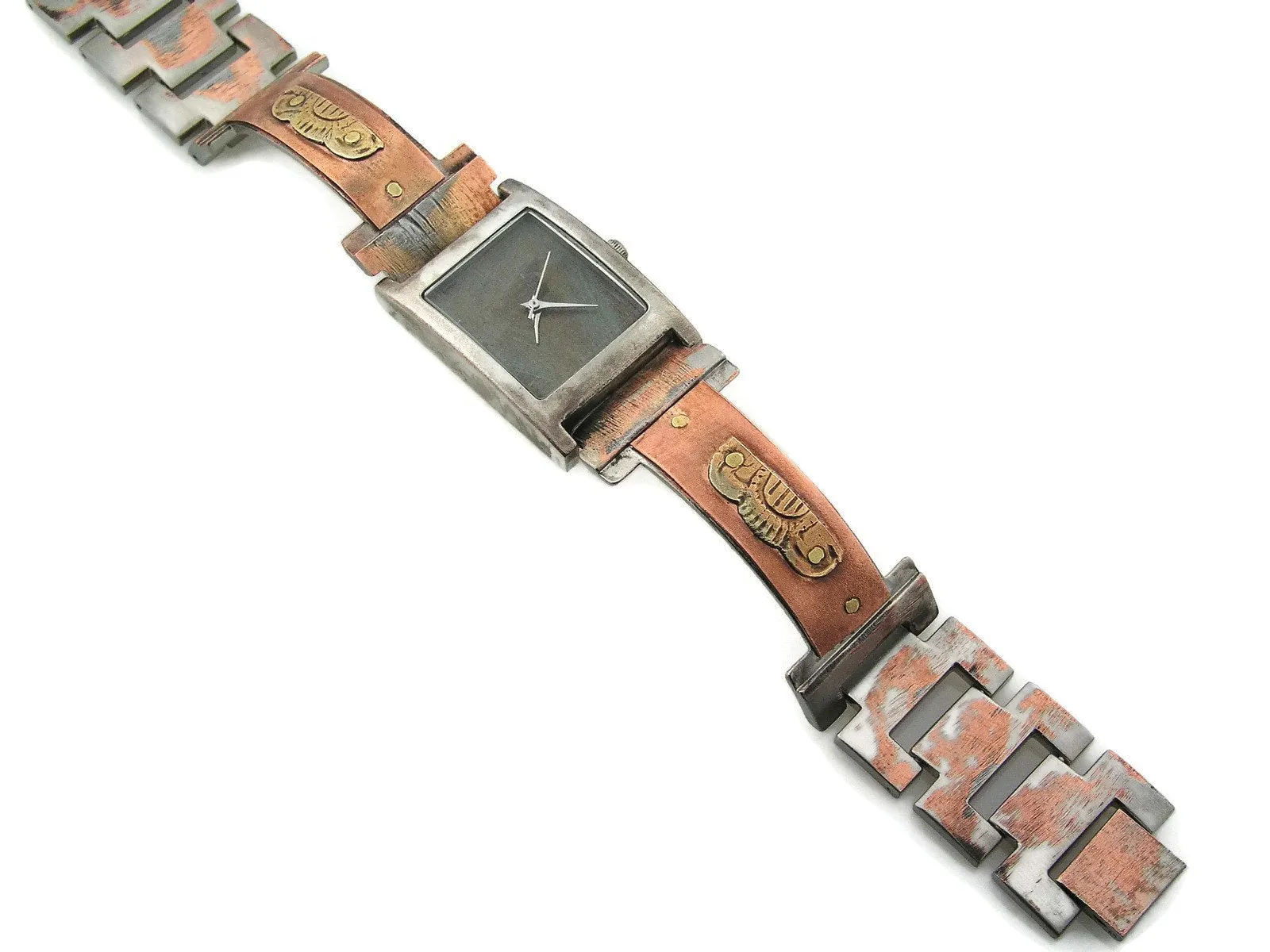 Copper & Brass Watch, bluer Dial