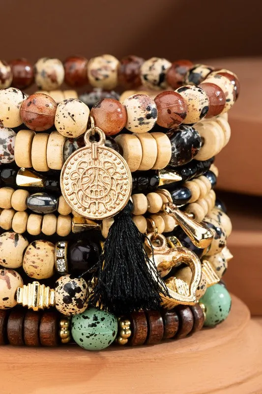 Cream Soda Seed bracelet with charm accents *