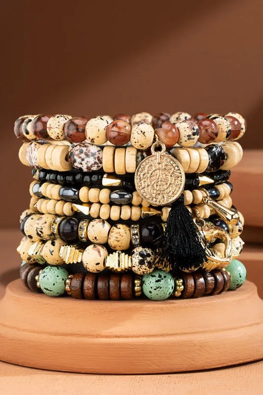 Cream Soda Seed bracelet with charm accents *