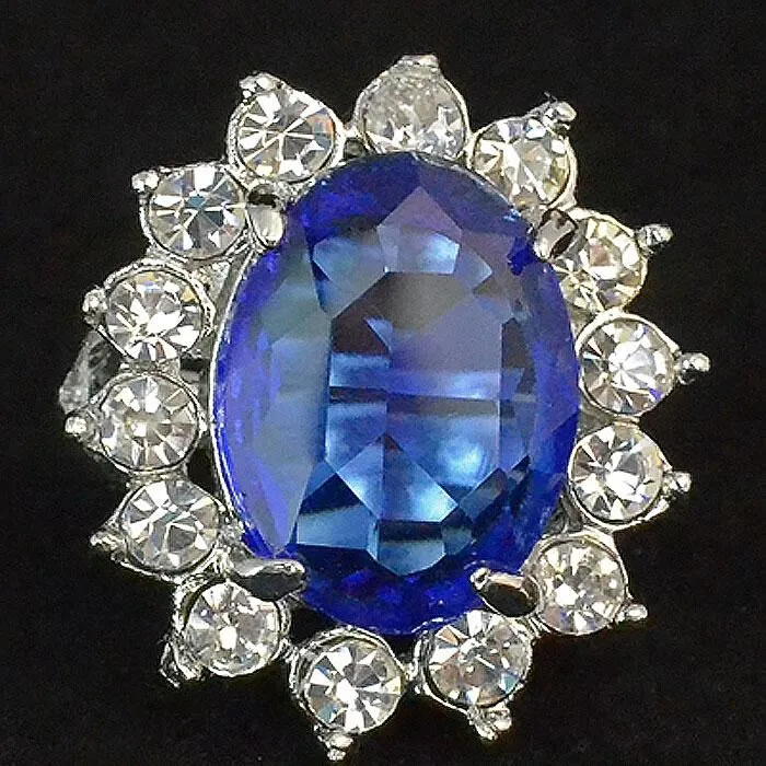 Crystal Blue Stone European Princess Ring