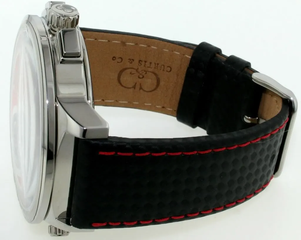 CURTIS & CO. BIG TIME WORLD RED DIAL STEEL 4 TIME ZONE