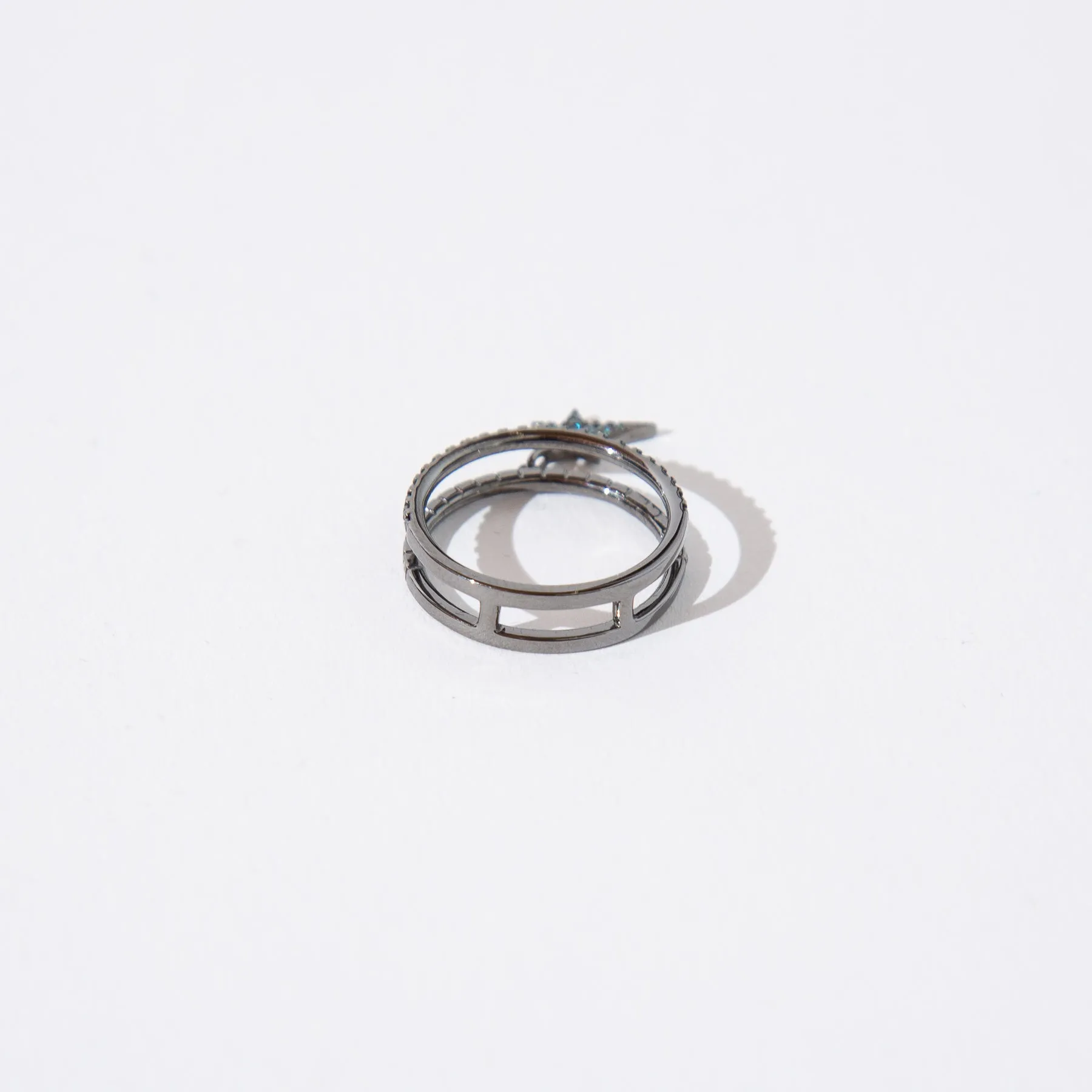 DIANE KORDAS | BLUE DIAMOND DOUBLE COSMOS STAR CHARM RING