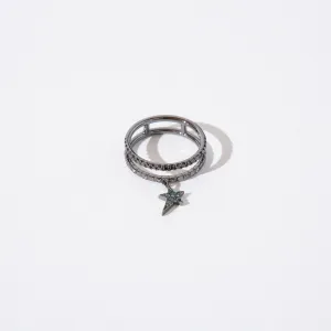 DIANE KORDAS | BLUE DIAMOND DOUBLE COSMOS STAR CHARM RING