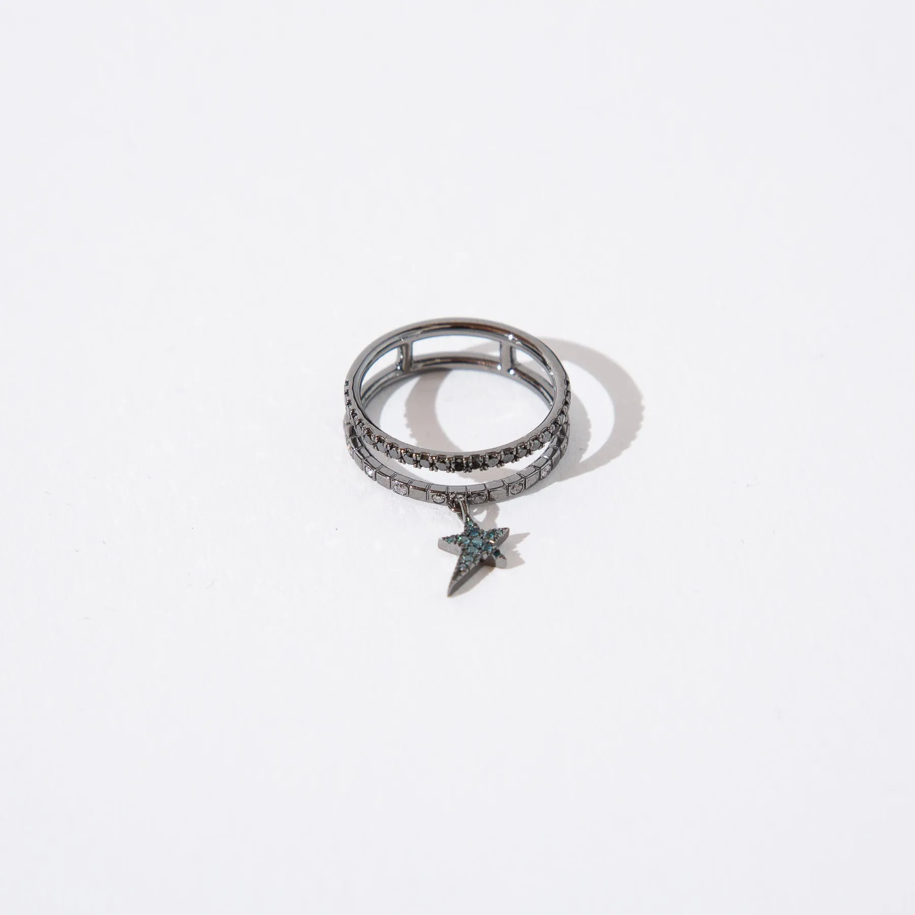 DIANE KORDAS | BLUE DIAMOND DOUBLE COSMOS STAR CHARM RING