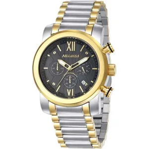 Dual Tone Stainless Steel with Black Dial Chronos Watch  For Men - Heloisa 76120320
