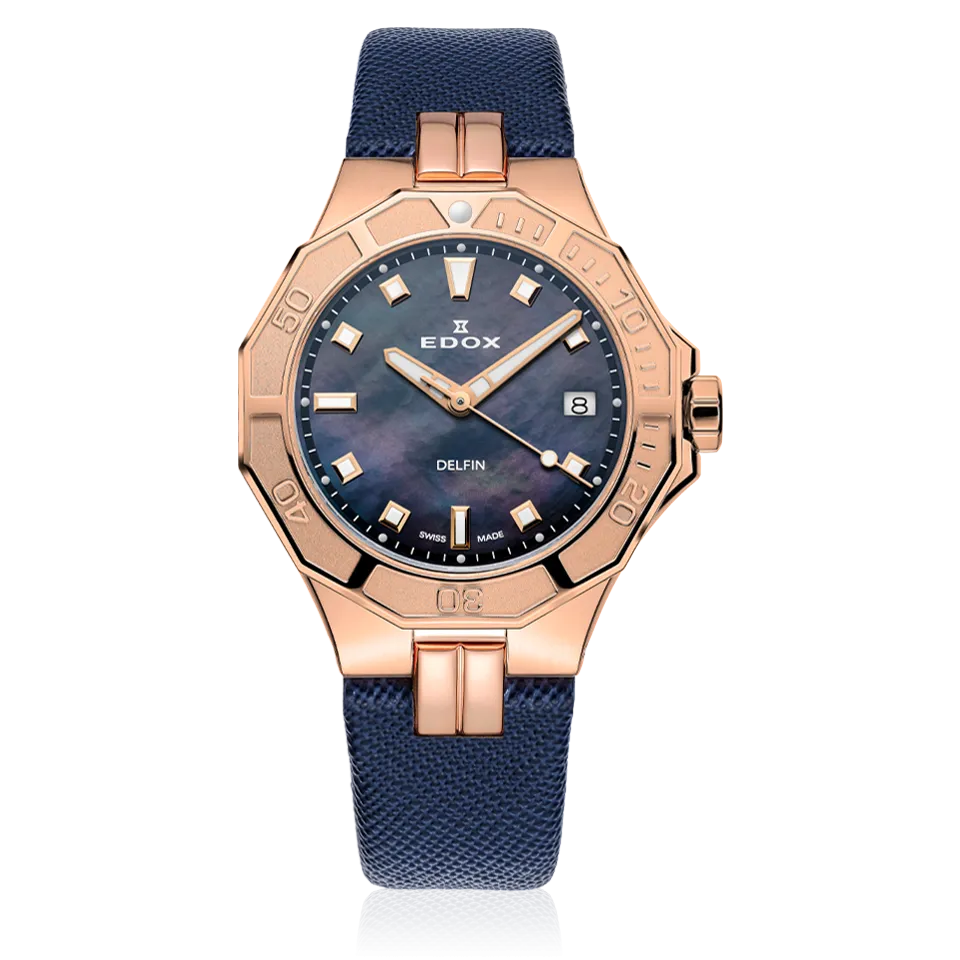 EDOX SWISS MADE 53020-37RC-NANR DELFIN THE ORIGINAL DIVER DATE LADY