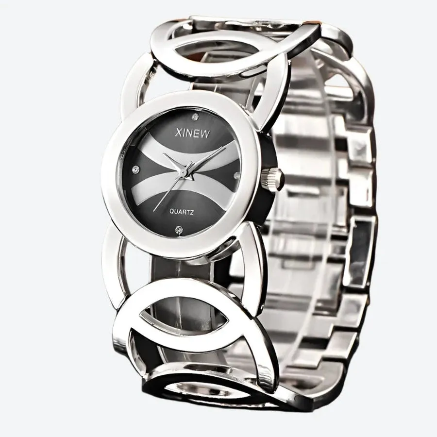 Elegant Open-Link Quartz Bracelet Watches