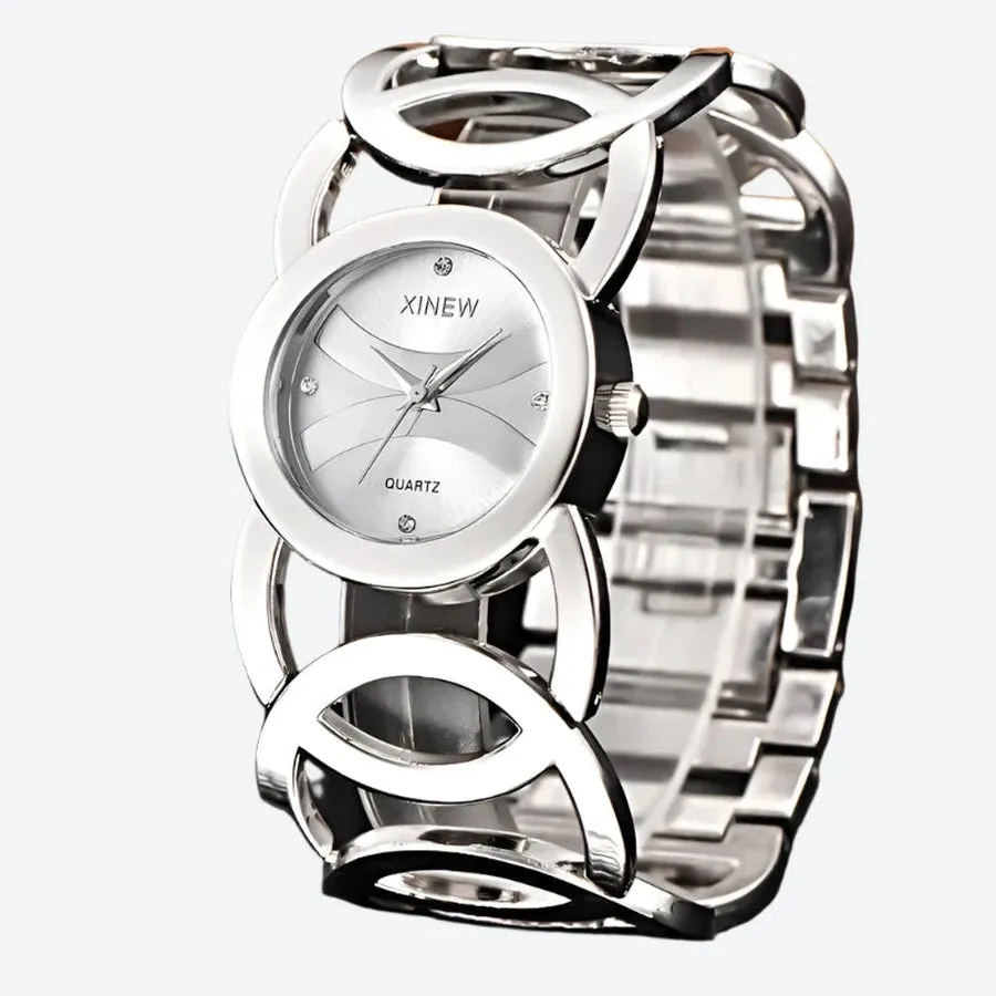 Elegant Open-Link Quartz Bracelet Watches