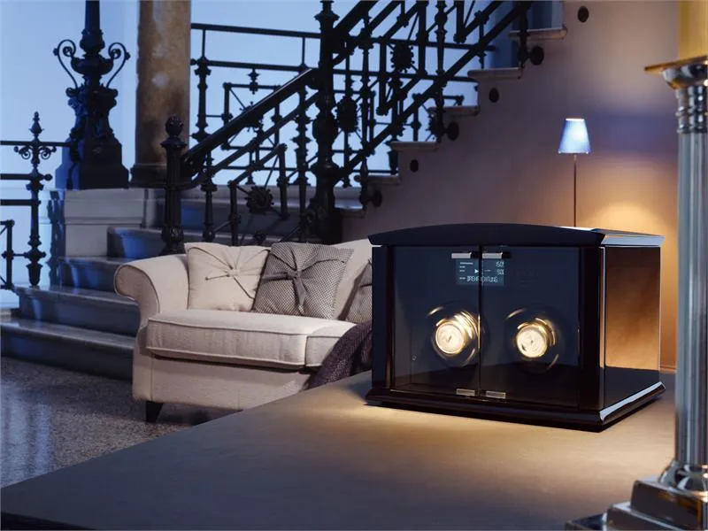 Elma Motion Corona 2 Double Watch winder - Black Piano Finish/ Glass Doors