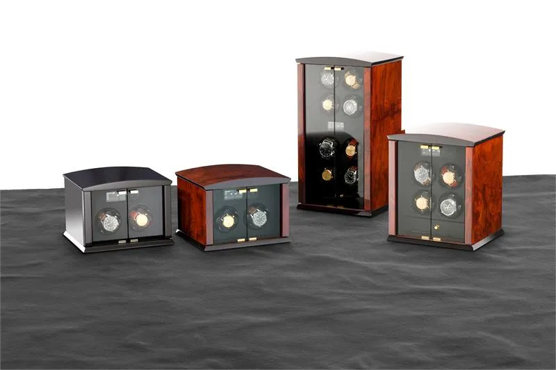 Elma Motion Corona 2 Double Watch winder - Burl Wood Piano Finish/Burl Wood Doors
