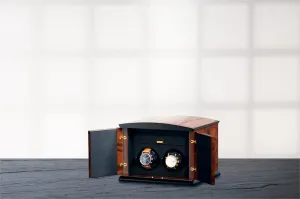 Elma Motion Corona 2 Double Watch winder - Burl Wood Piano Finish/Burl Wood Doors