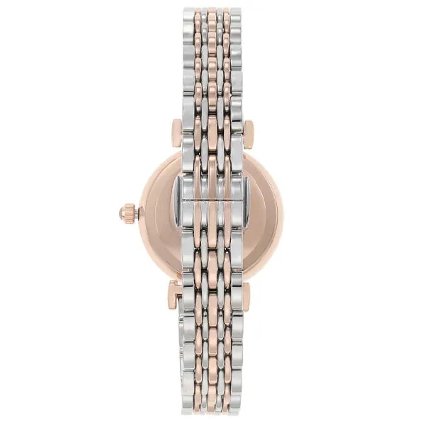 EMPORIO ARMANI Gianni T-Bar Two-Tone Stainless Steel Pink Dial Quartz Watch for Ladies - AR11223