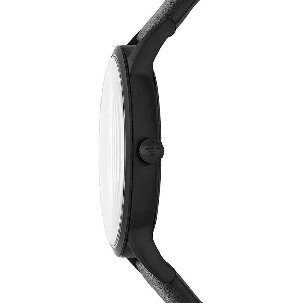 EMPORIO ARMANI Renato Black Leather Strap Black Dial Quartz Watch for Gents - AR11276