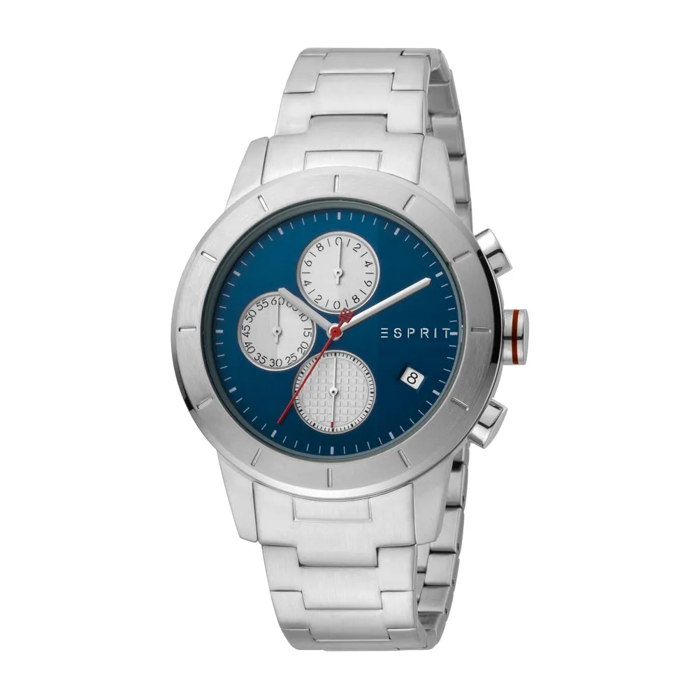 Esprit Men's Chronograph Stainless Steel Watch Blue Dial & Metal Bracelet