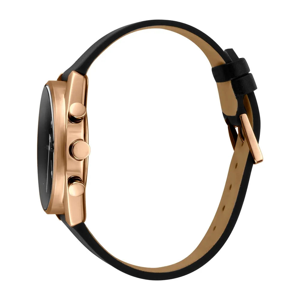 Esprit Men's IP Gold Watch With Black Dial & Black Strap