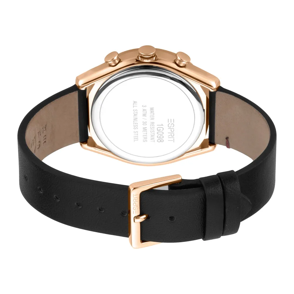 Esprit Men's IP Gold Watch With Black Dial & Black Strap