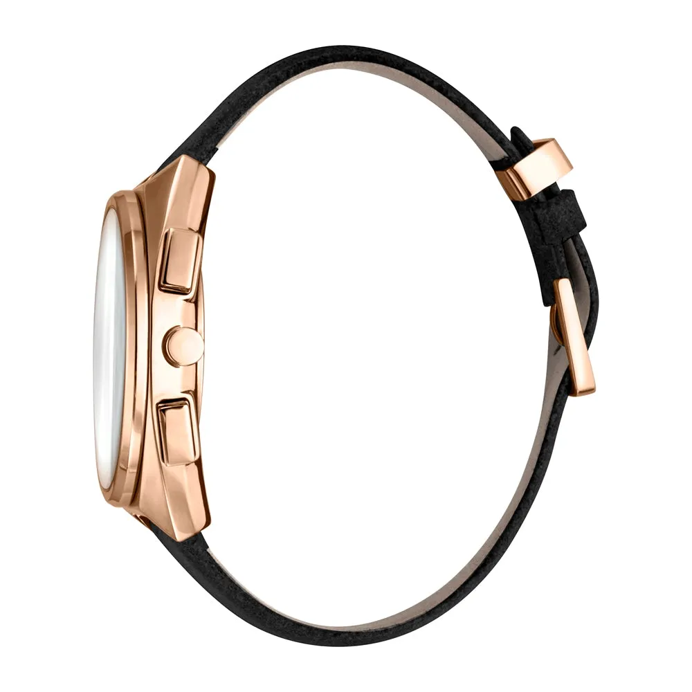 Esprit Men's IP RGold Watch White Dial & Black Strap