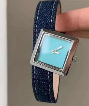 Fabric Waterproof Quartz Boutique Denim Movement Red Watches