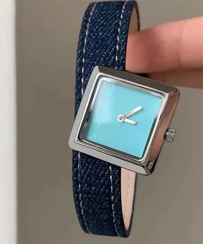 Fabric Waterproof Quartz Boutique Denim Movement Red Watches