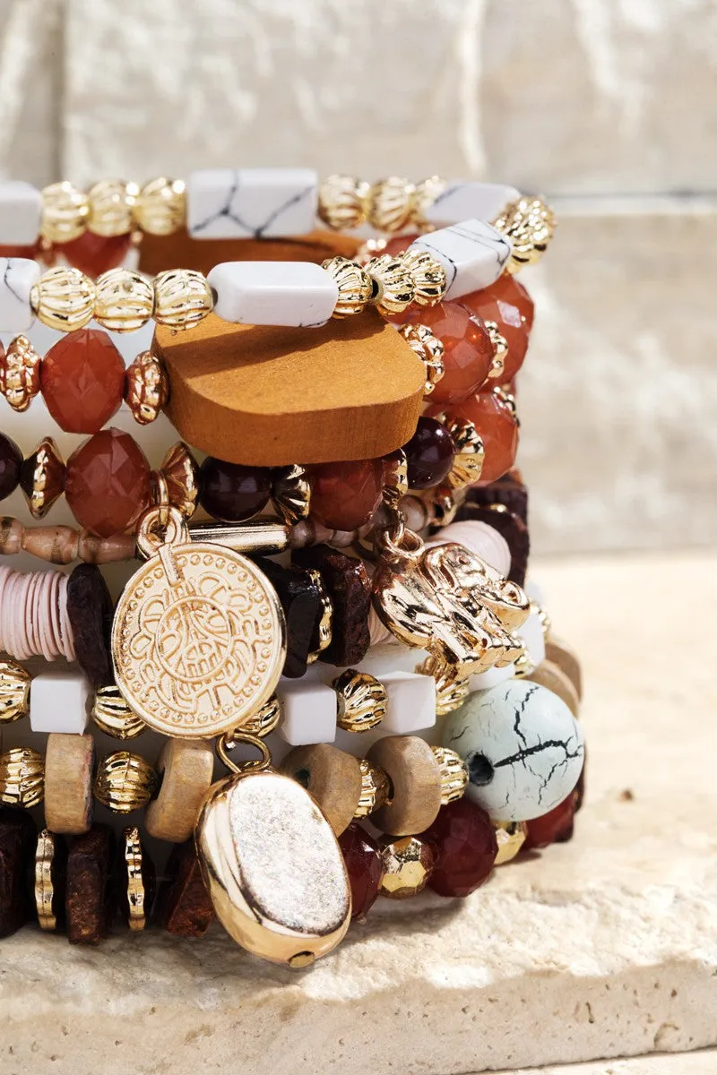 Fall Skies Seed Bead bracelet with charm accents *