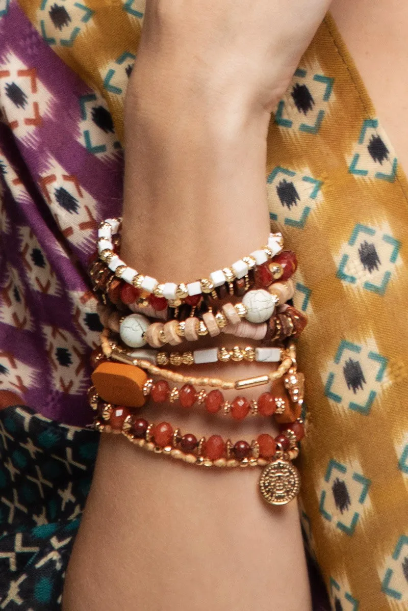Fall Skies Seed Bead bracelet with charm accents *