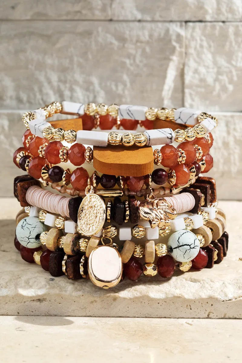 Fall Skies Seed Bead bracelet with charm accents *
