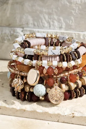 Fall Skies Seed Bead bracelet with charm accents *
