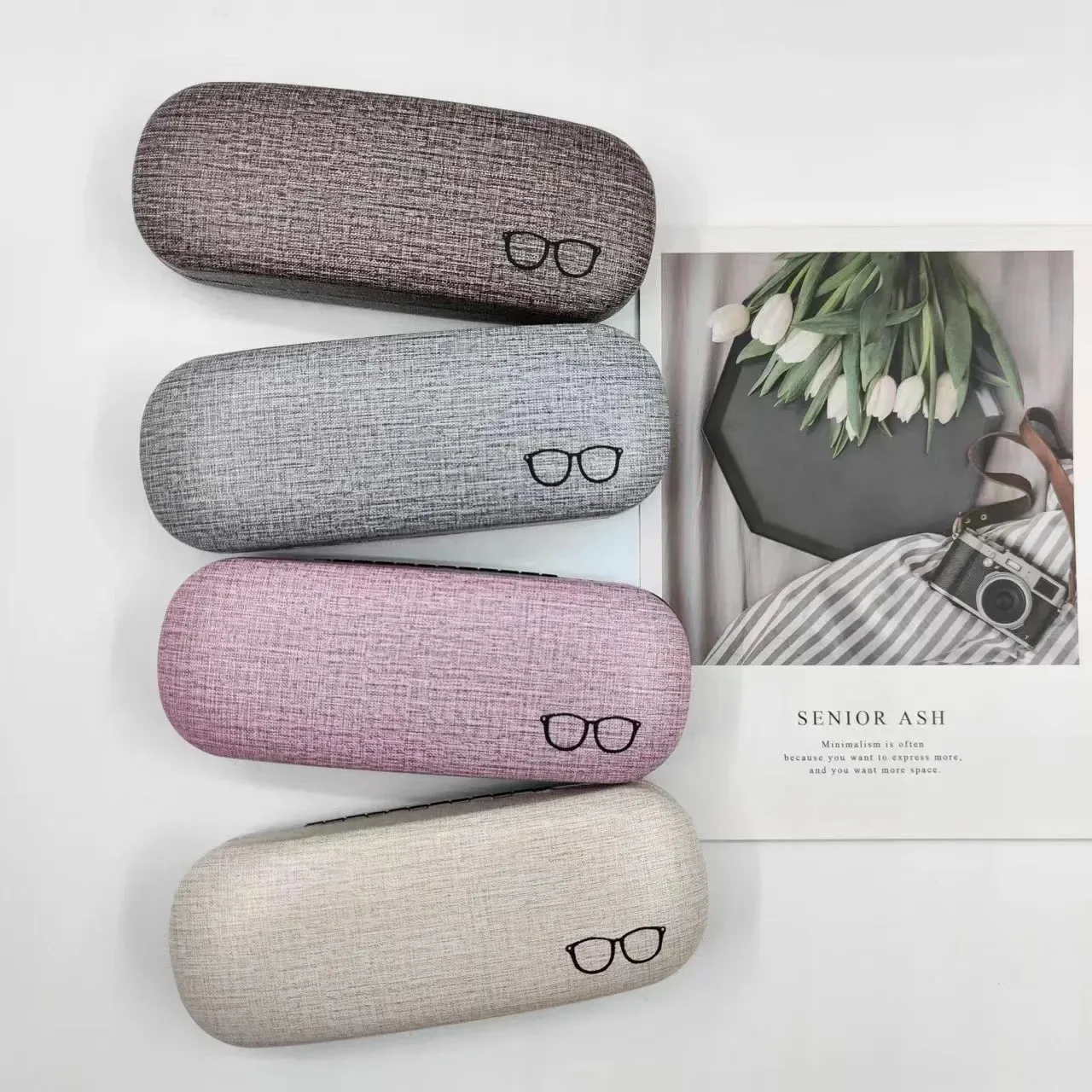 Fashion Glasses Case Hard Shell Linen Fabrics Eyewear Cases Cover Protective for Men Women Sunglasses Eyeglasses Glasses Box