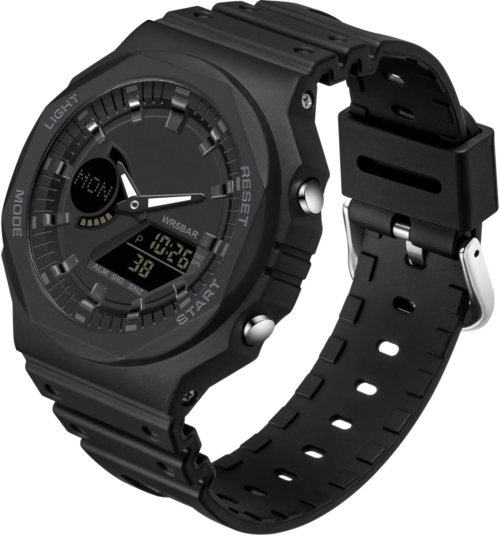 Findtime Black Unisex Watches Digital, Watches for Men Women Waterproof Sports Electronic Men's Wristwatches