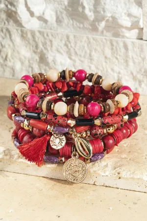 Fire seed bracelet with charm accents *