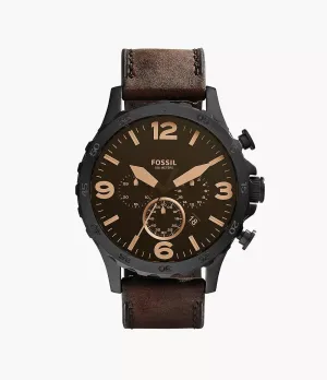Fossil Nate Chronograph Brown Leather 50mm Mens Watch