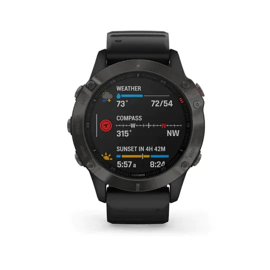 Garmin Fenix 6X Sapphire, Premium Multisport GPS Smartwatch - Carbon Grey With Black Band