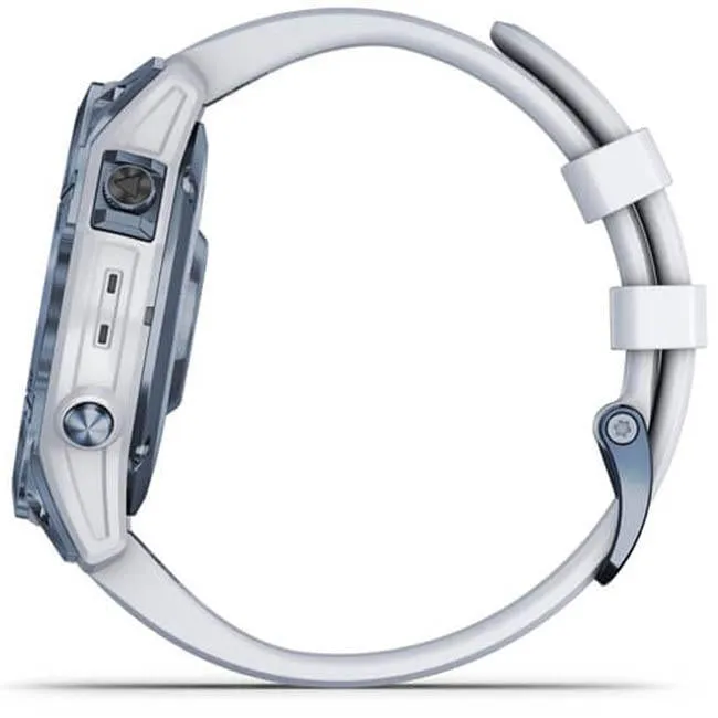 Garmin Fenix 7 Sapphire Solar Smartwatch - Mineral Blue DLC Titanium, Whitestone Band